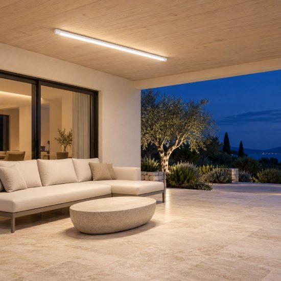 Eglo eco led e plafoniera da esterno led 17w 4000k 118cm ip65 moderna lineare bianca