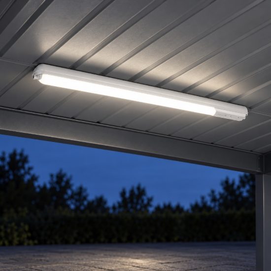 Eglo pro led e plafoniera da esterno led 34w 4000k 114cm ip65 moderna lineare grigia