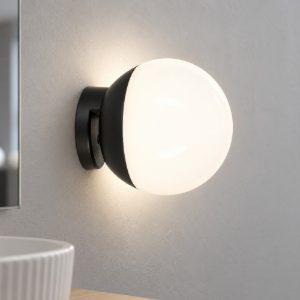Eglo cerveteri e applique per specchio bagno led 4,4w 4000k 9cm ip44 moderna sferica nera