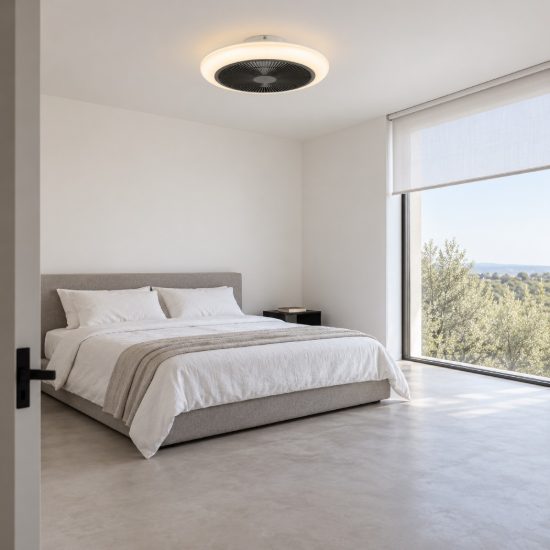 Eglo sayulita 1 ventilatore dc a plafoniera led 20,8w 2700-6500k 46cm con telecomando bianco e nero fino a 20 mq