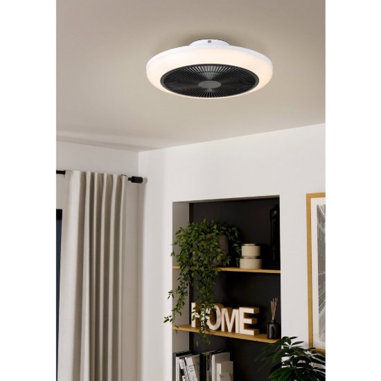 Eglo sayulita 1 ventilatore dc a plafoniera led 20,8w 2700-6500k 46cm con telecomando bianco e nero fino a 20 mq