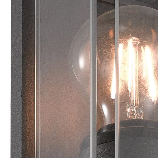 Applique da parete per esterno ip54 lanterna moderna grafite vetro