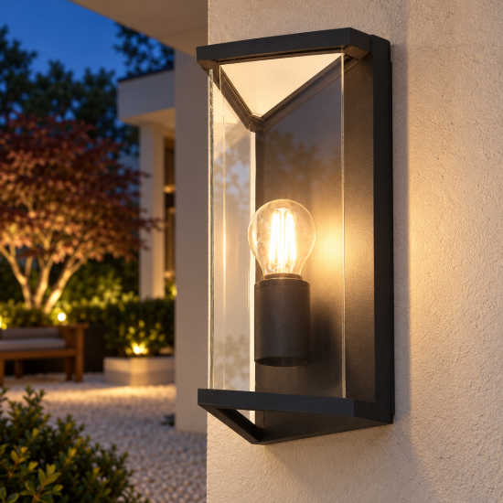 Applique da esterno moderna antracite e27 vetro ip54