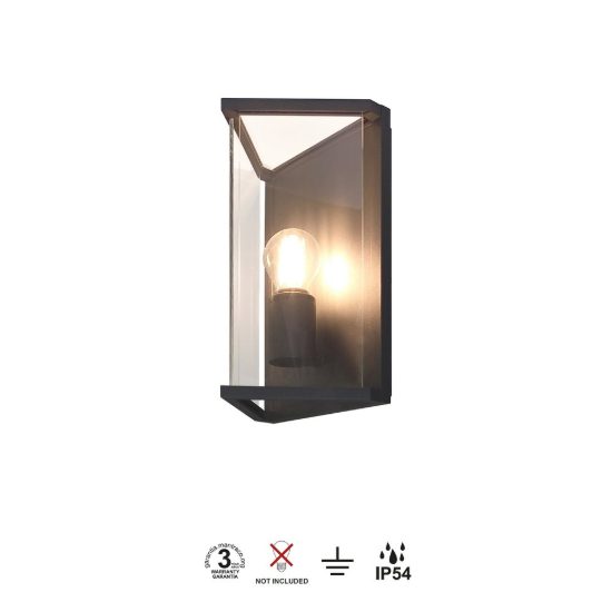 Applique da esterno moderna antracite e27 vetro ip54