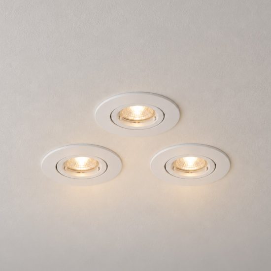 Eglo sapereta e set 3 faretti da incasso per cartongesso orientabili gu10 foro 7-8cm bianco