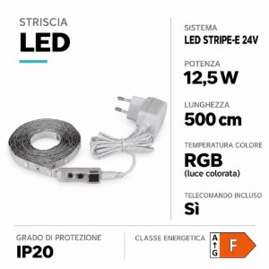 Eglo led stripe e striscia led rgb 12,5w 500cm dimmerabile con telecomando