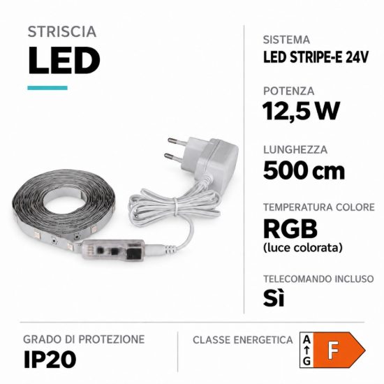 Eglo led stripe e striscia led rgb 12,5w 500cm dimmerabile con telecomando