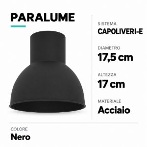 Eglo capoliveri e paralume a cupola in acciaio 17,5cm nero