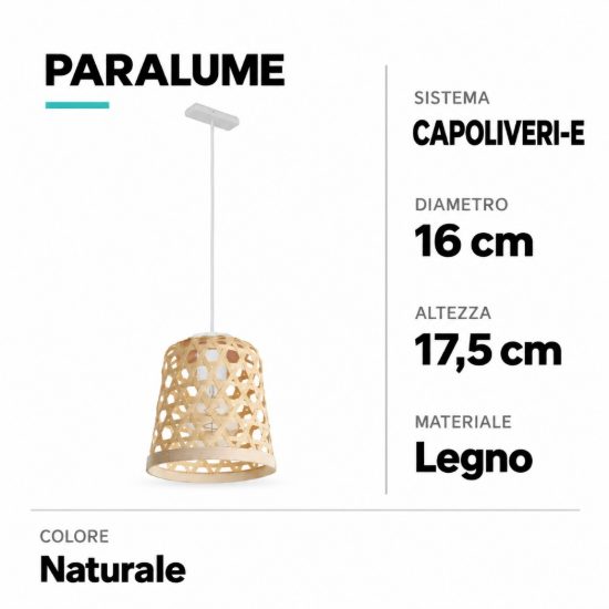 Eglo capoliveri e paralume in legno intrecciato 16cm naturale