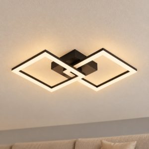 Eglo palmaves e plafoniera led 22w 3000k 52,5cm per soggiorno moderna nera