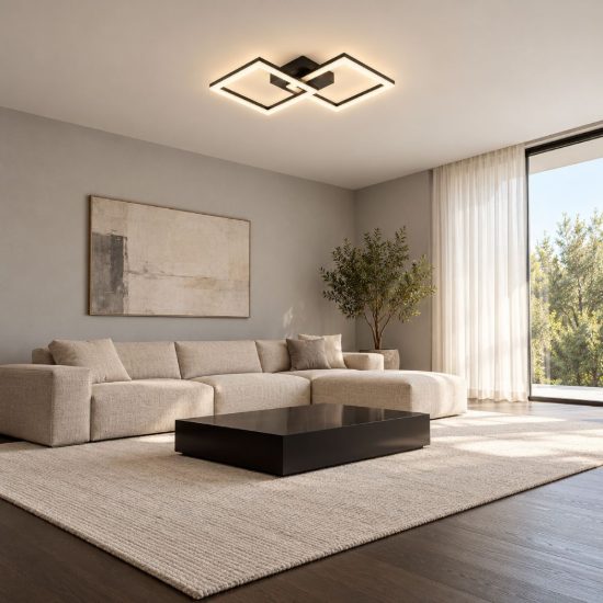 Eglo palmaves e plafoniera led 22w 3000k 52,5cm per soggiorno moderna nera