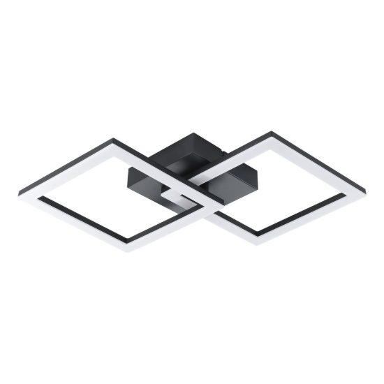 Eglo palmaves e plafoniera led 22w 4000k 52,5cm per soggiorno moderna nera
