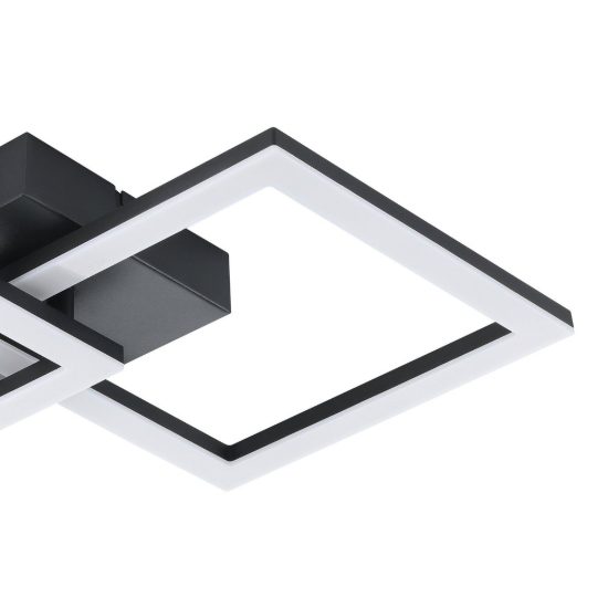 Eglo palmaves e plafoniera led 22w 4000k 52,5cm per soggiorno moderna nera