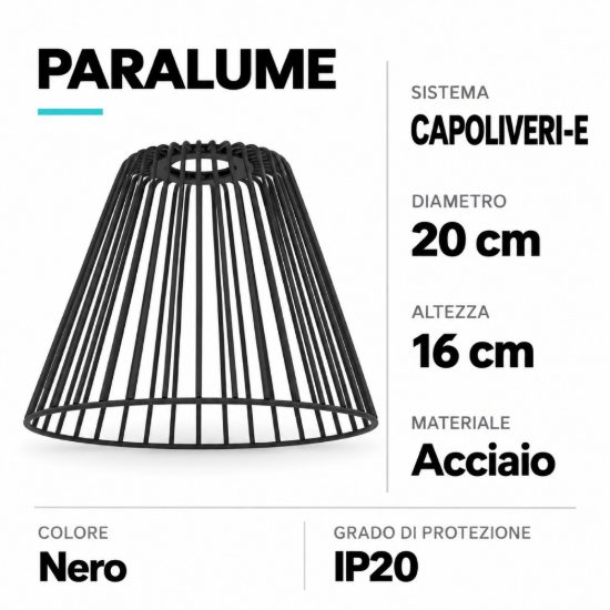 Eglo capoliveri e paralume a gabbia in acciaio 20cm nero
