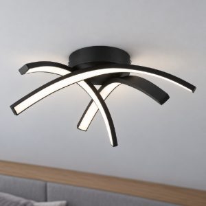 Eglo destro e plafoniera led 11w 4000k 37cm per camera da letto moderna nera