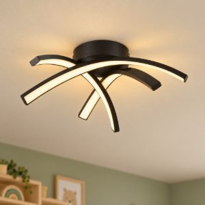 Eglo destro e plafoniera led 11w 3000k 37cm per cameretta moderna nera