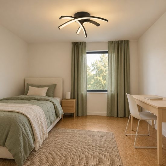 Eglo destro e plafoniera led 11w 3000k 37cm per cameretta moderna nera