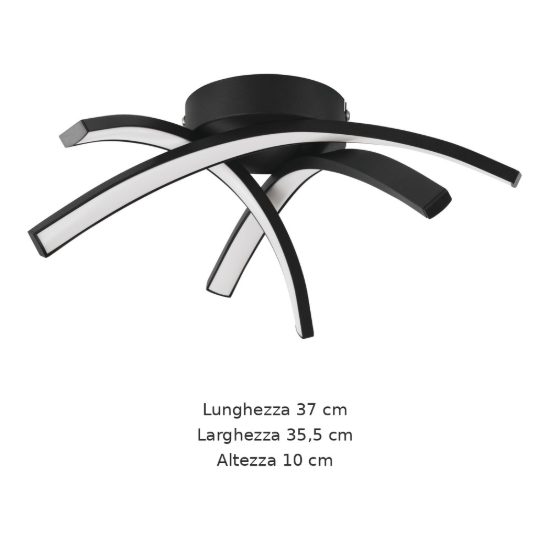 Eglo destro e plafoniera led 11w 3000k 37cm per cameretta moderna nera