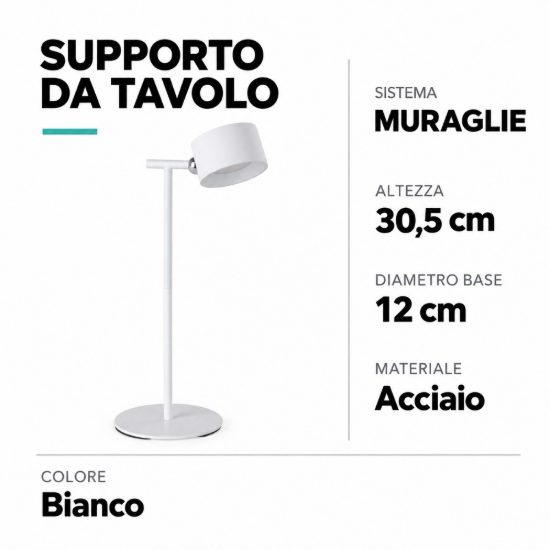 Eglo muraglie supporto da tavolo per applique ricaricabile 30,5cm bianco