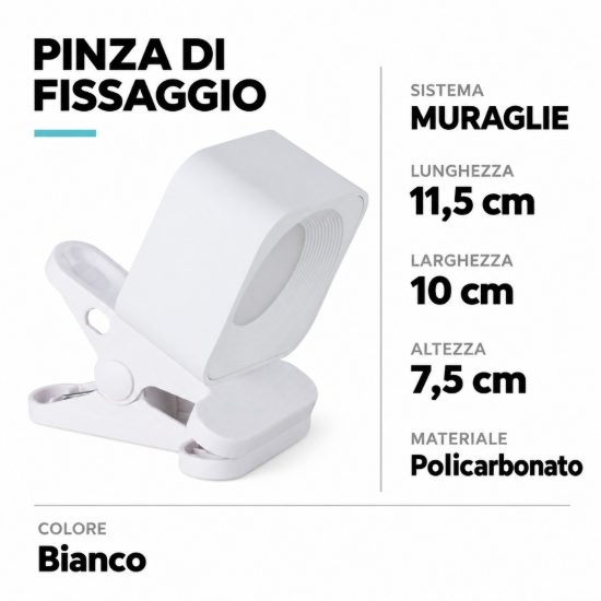 Eglo muraglie pinza di fissaggio per applique ricaricabile 11,5cm bianca