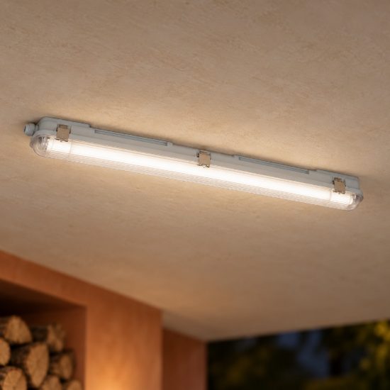 Eglo eco tube e plafoniera da esterno g13 67,5cm ip65 moderna lineare grigia