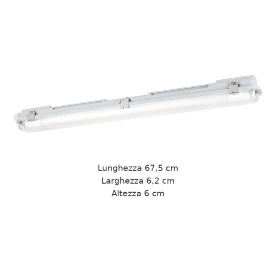 Eglo eco tube e plafoniera da esterno g13 67,5cm ip65 moderna lineare grigia