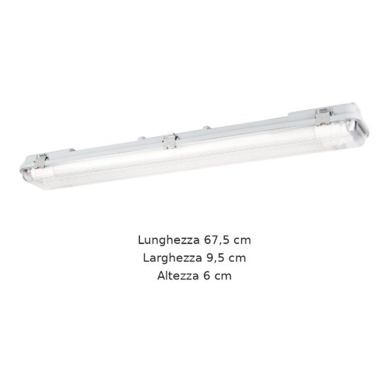 Eglo eco tube e plafoniera da esterno 2 luci g13 67,5cm ip65 moderna lineare grigia