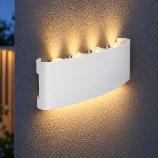 Eglo cosolenzo e applique da esterno led 8w 3000k 22cm ip44 moderna rettangolare biemissione bianca