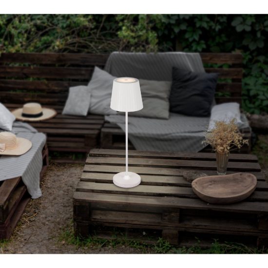 Eglo cabozo lampada da tavolo per esterno led 3,8w cct 2400k 4000k 37cm ip44 moderna bianca