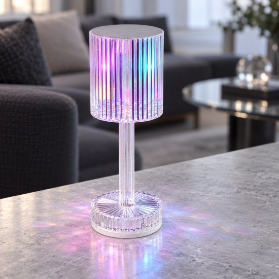Eglo lucignano abat-jour per camera da letto led 0,6w rgb 23,5cm ricaricabile moderna trasparente