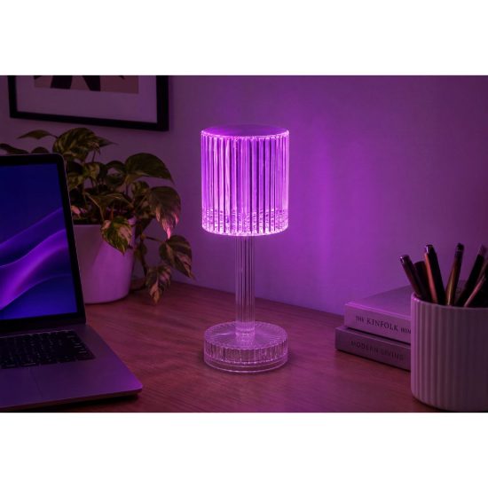 Eglo lucignano abat-jour per camera da letto led 0,6w rgb 23,5cm ricaricabile moderna trasparente