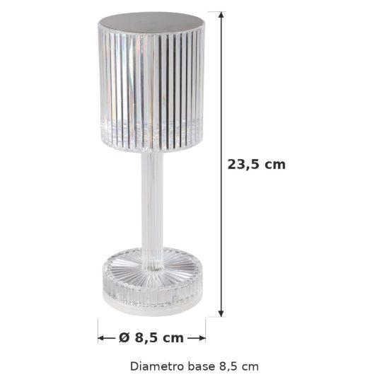 Eglo lucignano abat-jour per camera da letto led 0,6w rgb 23,5cm ricaricabile moderna trasparente