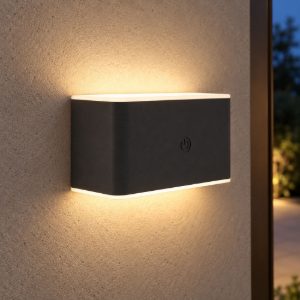 Eglo valgiano applique da esterno led 5w cct 3000k 6500k 12cm ip44 ricaricabile moderna rettangolare biemissione nera