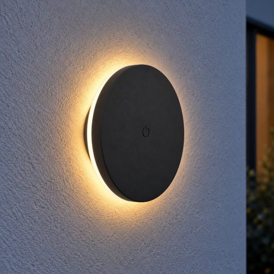 Eglo valgiano applique da esterno led 5w cct 3000k 6500k 15cm ip44 ricaricabile moderna rotonda nera