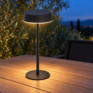 Eglo simeri lampada solare da tavolo per esterno led 3w cct 3000k 6000k 31cm ip44 moderna nera