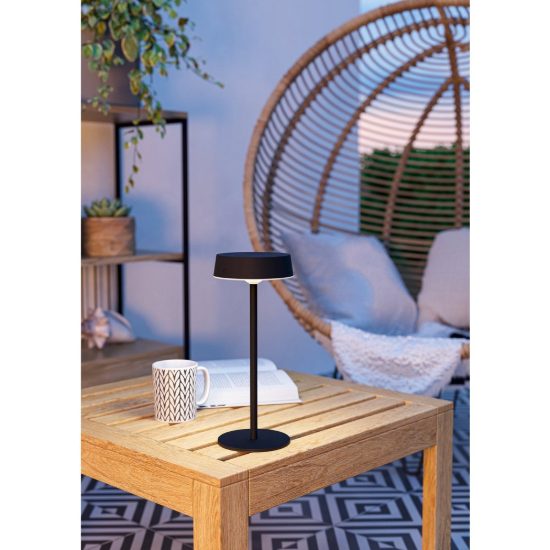 Eglo simeri lampada solare da tavolo per esterno led 3w cct 3000k 6000k 31cm ip44 moderna nera