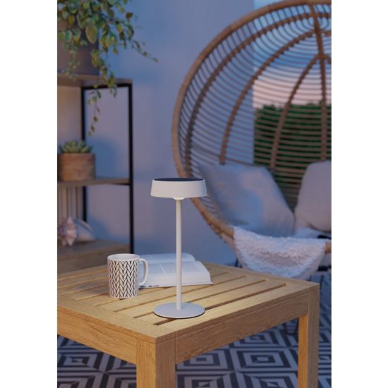 Eglo simeri lampada solare da tavolo per esterno led 3w cct 3000k 6000k 31cm ip44 moderna bianca
