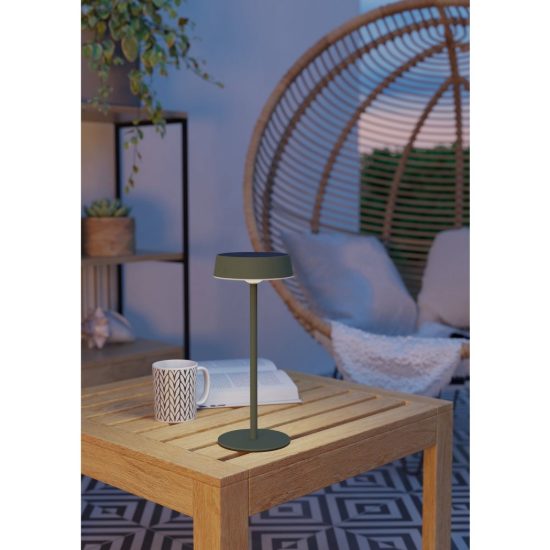 Eglo simeri lampada solare da tavolo per esterno led 3w cct 3000k 6000k 31cm ip44 moderna verde