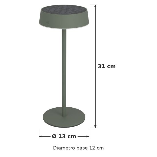Eglo simeri lampada solare da tavolo per esterno led 3w cct 3000k 6000k 31cm ip44 moderna verde