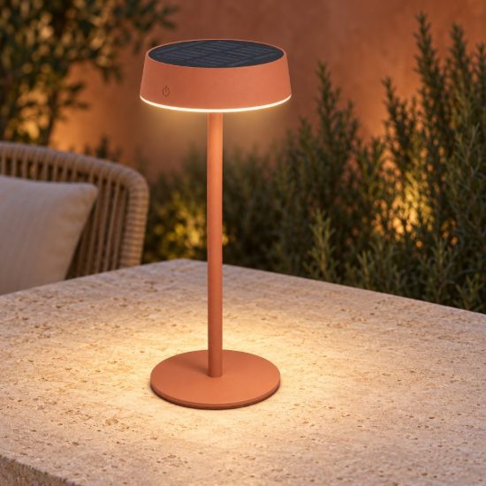 Eglo simeri lampada solare da tavolo per esterno led 3w cct 3000k 6000k 31cm ip44 moderna arancione