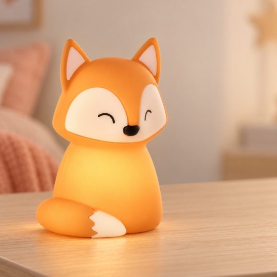 Eglo castellino lampada da comodino abat-jour per cameretta bambini led 5w rgb 3000k 15cm volpe arancione
