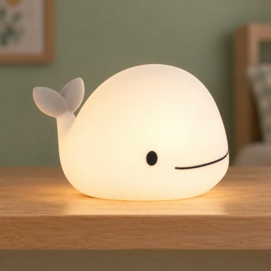 Eglo castellino lampada da comodino abat-jour per cameretta bambini led 5w rgb 3000k 10,5cm balena bianca