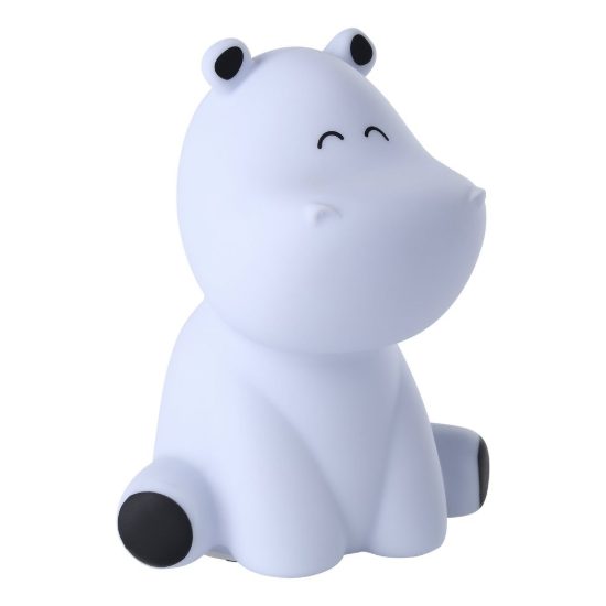 Eglo castellino lampada da comodino abat-jour per cameretta bambini led 5w rgb 3000k 15cm ippopotamo blu