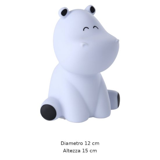 Eglo castellino lampada da comodino abat-jour per cameretta bambini led 5w rgb 3000k 15cm ippopotamo blu