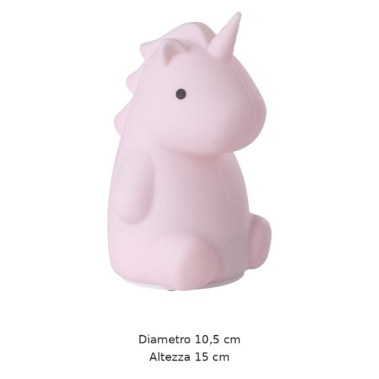 Eglo castellino lampada da comodino abat-jour per cameretta bambini led 5w rgb 3000k 15cm unicorno rosa