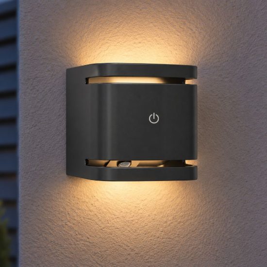 Eglo tressanti applique da esterno led 2,9w 3000k 8,2cm ip44 ricaricabile moderna rettangolare nera opaca con sensore di movimento