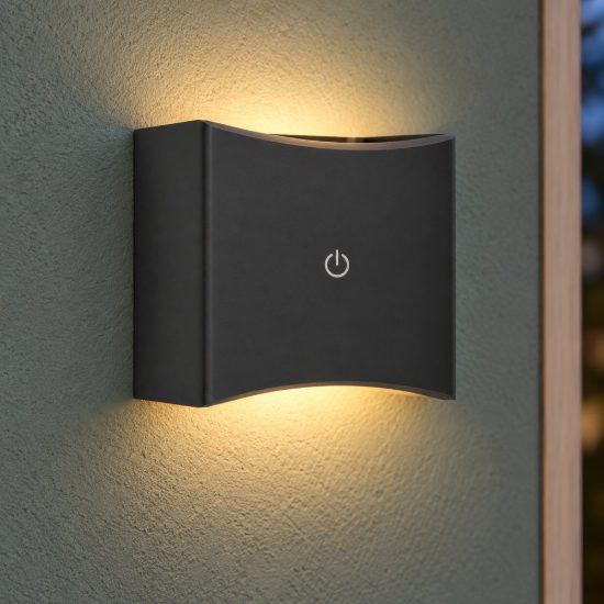 Eglo tressanti applique da esterno led 2,9w 3000k 9,1cm ip44 ricaricabile moderna a onda nera opaca con sensore di movimento