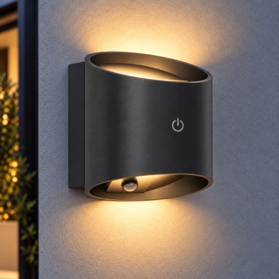 Eglo tressanti applique da esterno led 2,9w 3000k 8cm ip44 ricaricabile moderna cilindrica nera opaca con sensore di movimento