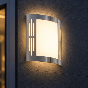 Eglo city applique da esterno 23,5cm ip44 moderna rettangolare a pannello acciaio inox