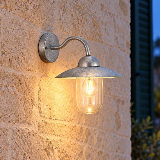 Eglo milton applique da esterno 15cm ip44 industriale conica zincata